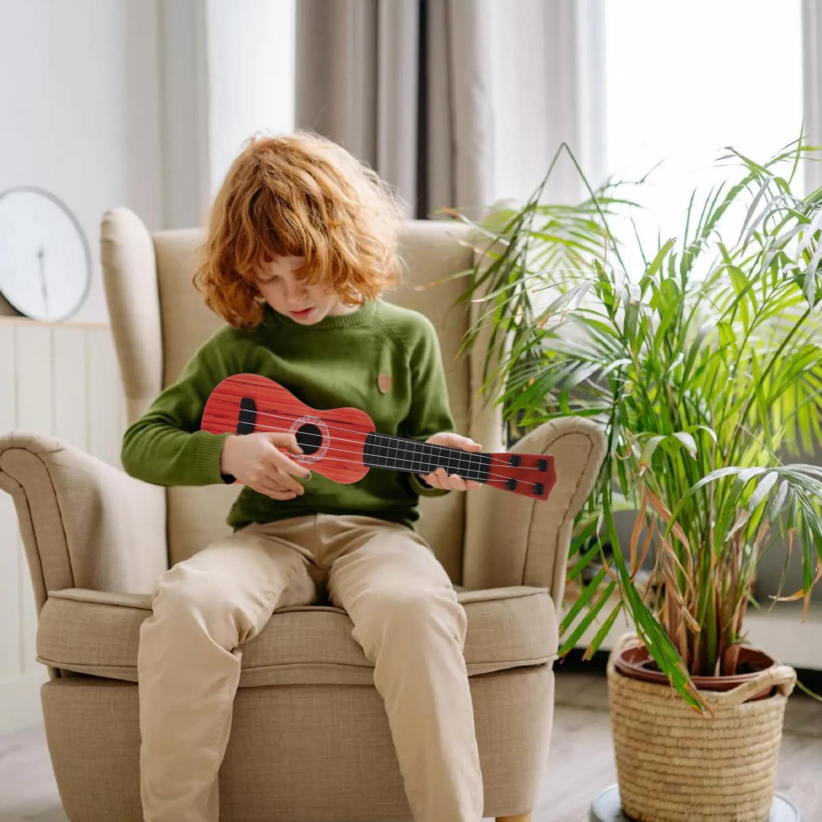 Ukulele, chitarra giocattolo, strumento musicale educativo per bambini, neonati, prescolare, prima infanzia, decorazione per la casa