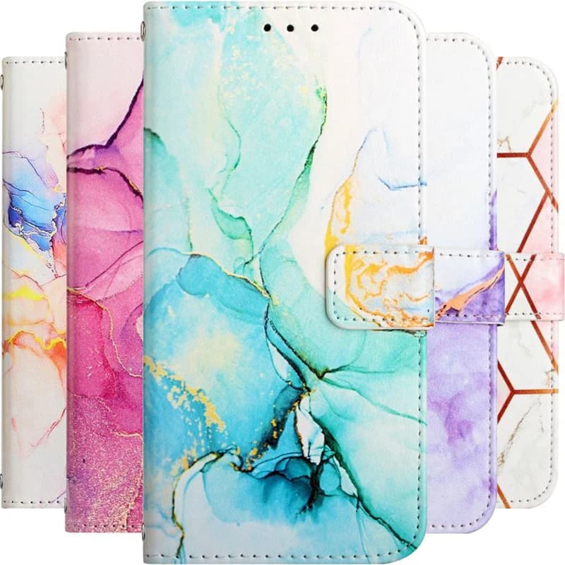 Custodia Pop Flip Marble per Xiaomi Mi Poco X3 NFC Redmi 10C K50 Note 9 10 11 Pro 10S 11S 10T 9S 5G con Porta Carte in Pelle Capa D