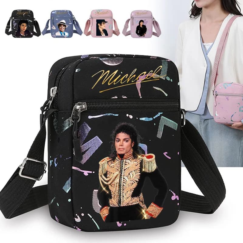 King of Pop Michael Jackson Shoulder Bags Printed MJ Crossbody Bag Women Large Capacity Handbags Lightweight Mobile Phone Bags