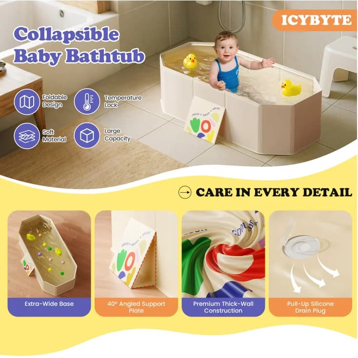 Vasca da bagno pieghevole per bambini Vasca da bagno con tappo di scarico Vasca da doccia pieghevole per bambini Piscina da bagno portatile Lavabo per cani e gatti