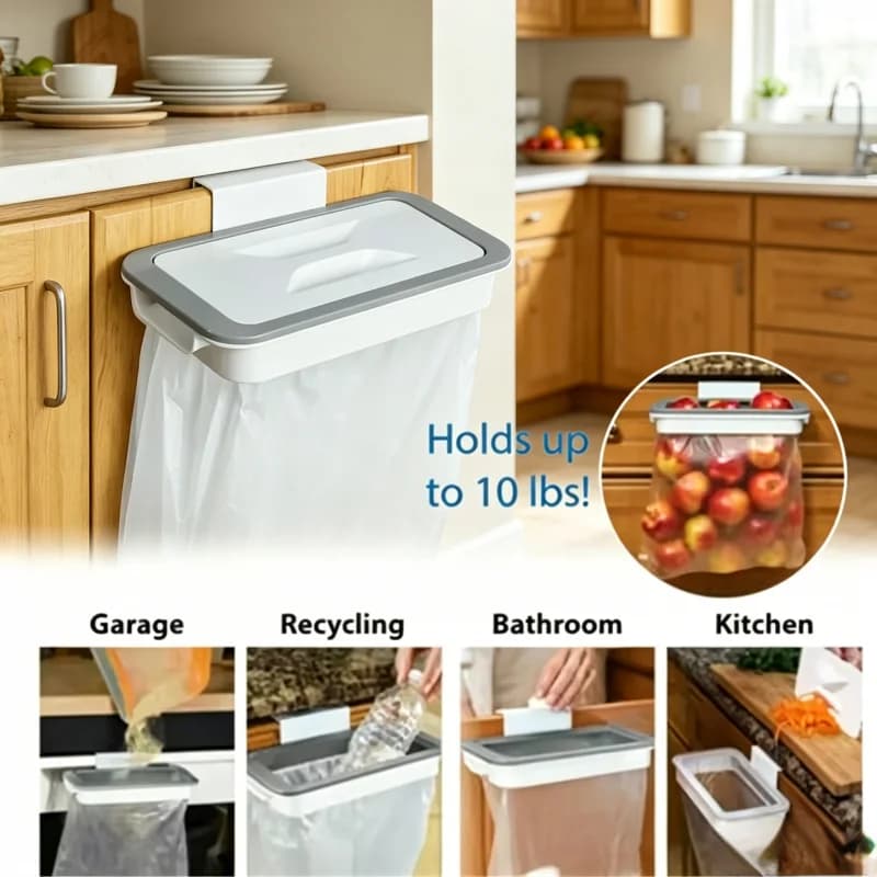 Durable ABS Hanging Trash Bag Holder, Closet and Kitchen Organizer Hanger, Bag Storage Rack