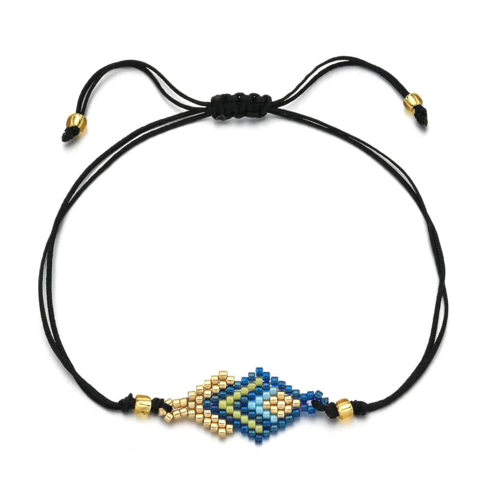 Bracciale con perline Modalità geometria Creatività della Boemia Tessitura a mano Freccia Regolabile Tendenza femminile Semplice braccialetto con perline di riso