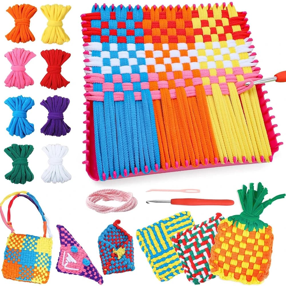Weaving Loom Kit Arts and Crafts for Ages 6-8-12 Potholder Loops Toys for Adults Knitting Loom Set Weaving Kits and Birthday