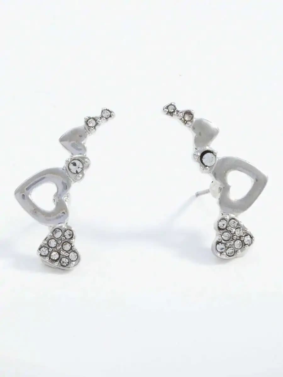 Orecchini a forma di cuore alla moda con strass per donna