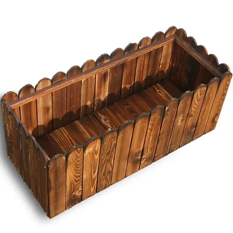 High Durable Flower Seeding Case for Garden Decoration Wooden Flower Pot with Flower/Greenery Flooring Modern Black, Brown