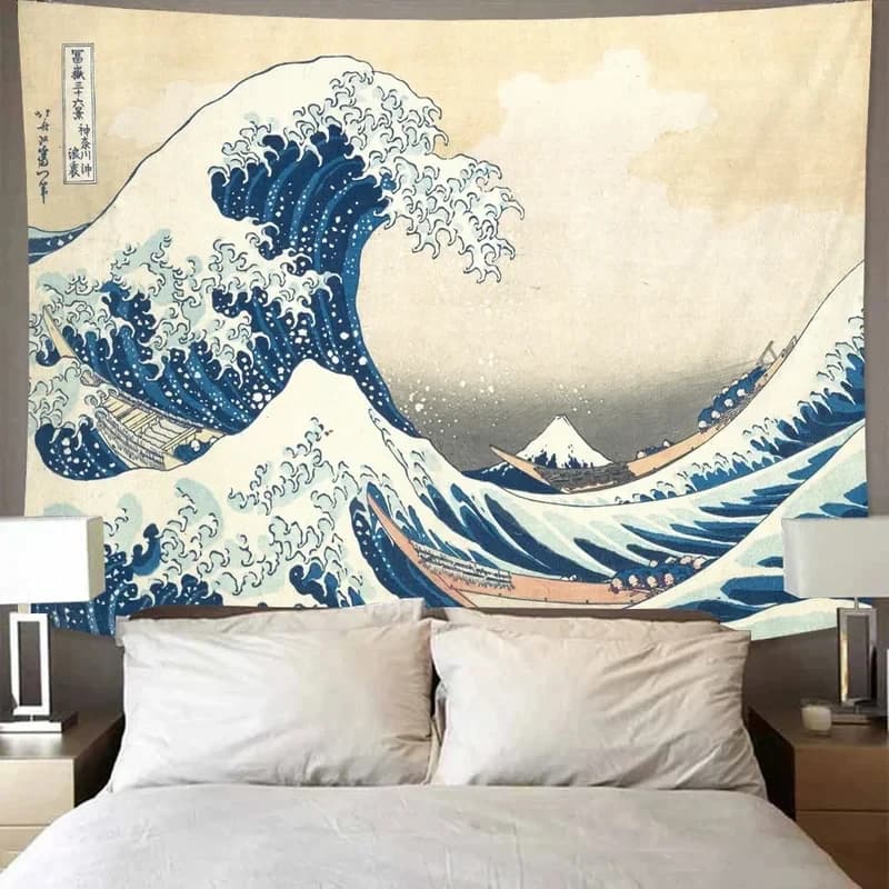 The Great Wave Off Kanagawa Tapestry Japanese Ukiyo-e Art Print Wall Hanging Decor for Bedroom Living Room