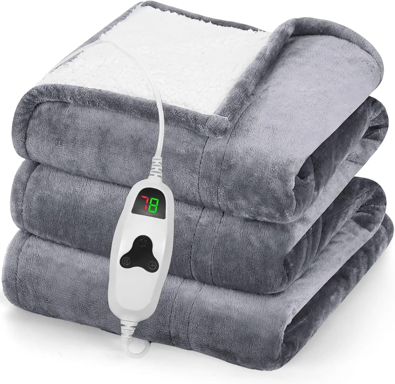 Coperta Elettrica Riscaldata 50x60 Pollici, 10 Livelli di Calore e Timer di Spegnimento Automatico, Morbida in Pile Sherpa per Anziani e Regali