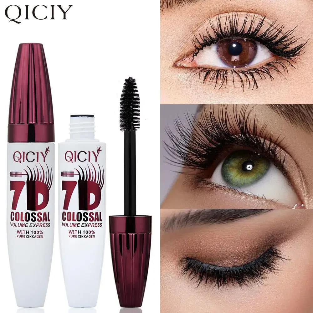 7D Waterproof Volumizing & Curling Black Mascara Flake-Free Non-Clumping Waterproof Eye Makeup Smudge-Proof Natural Lash Lift