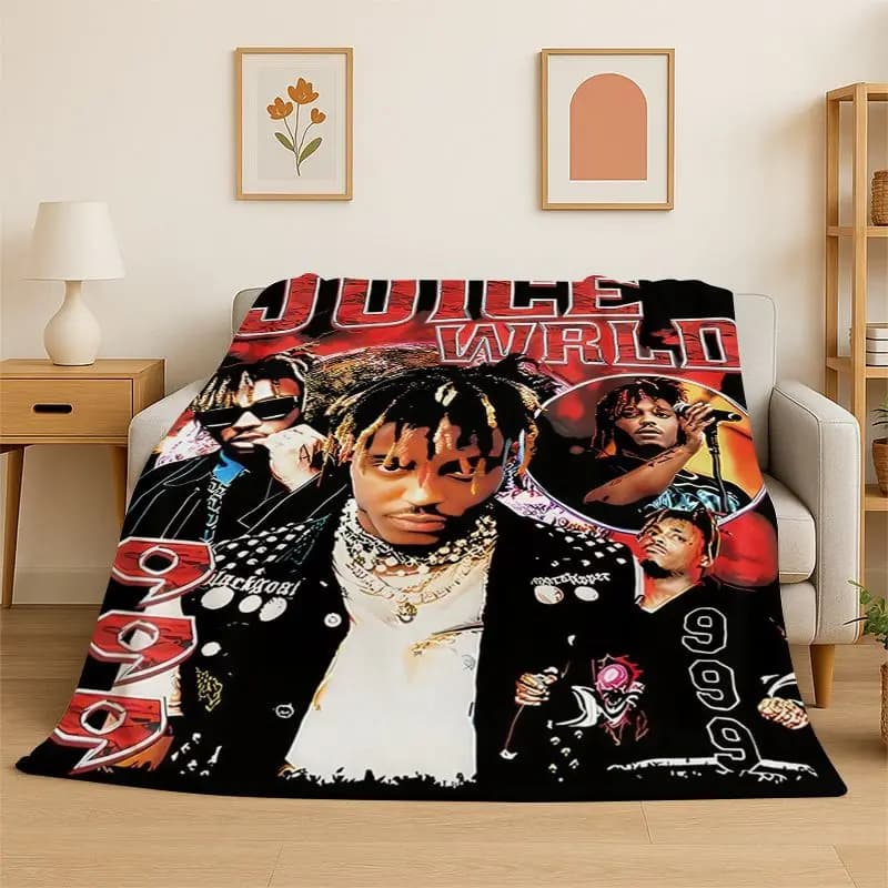 retro Juice WRLD 999 Legend Rapper Star Flannel Blanket Soft Warm Throw Blanket for Bedroom Living Room Bed Travel Camping