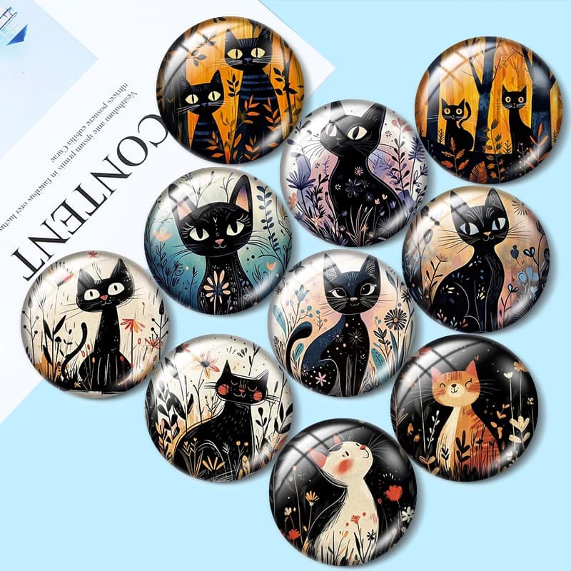 Cats in Garden Cabochon in vetro 12/18/20/25mm per bracciali, ciondoli, anelli, orecchini e componenti per la creazione di gioielli