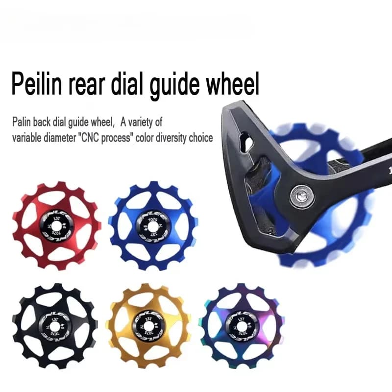 Deragliatore posteriore con puleggia per ruota guida in lega di alluminio per bici a cinque colori 11T 13T Guida MTB Cuscinetto in ceramica Ruota Jockey per 4/5/6MM