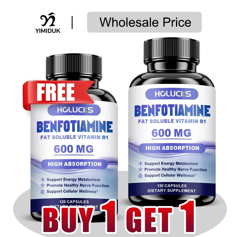HOLUCKS Integratore di Benfotiamina, Vitamina B1 ad Alto Assorbimento, Supporta la Salute dei Nervi, il Metabolismo del Glucosio e la Difesa Antiossidante