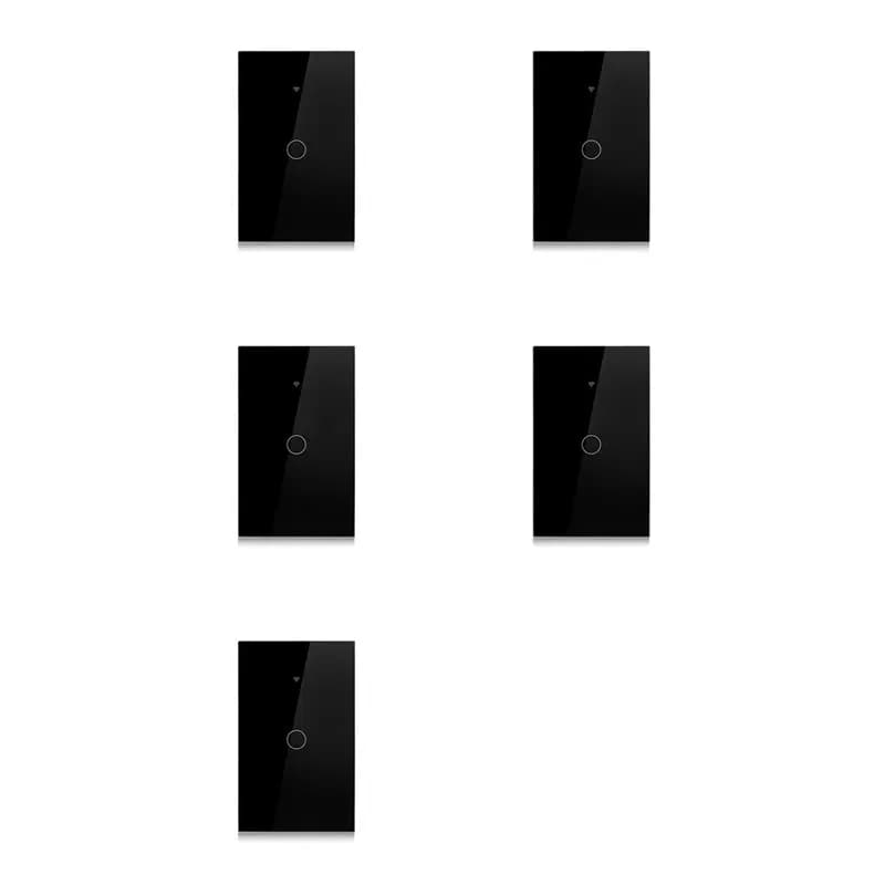 【EFFICIENT】5X Tuya US Plug Wifi Smart Wall Switch 1 Gang Nessun cavo neutro Sensore tattile Interruttori della luce a LED Home Alexa Google Blac