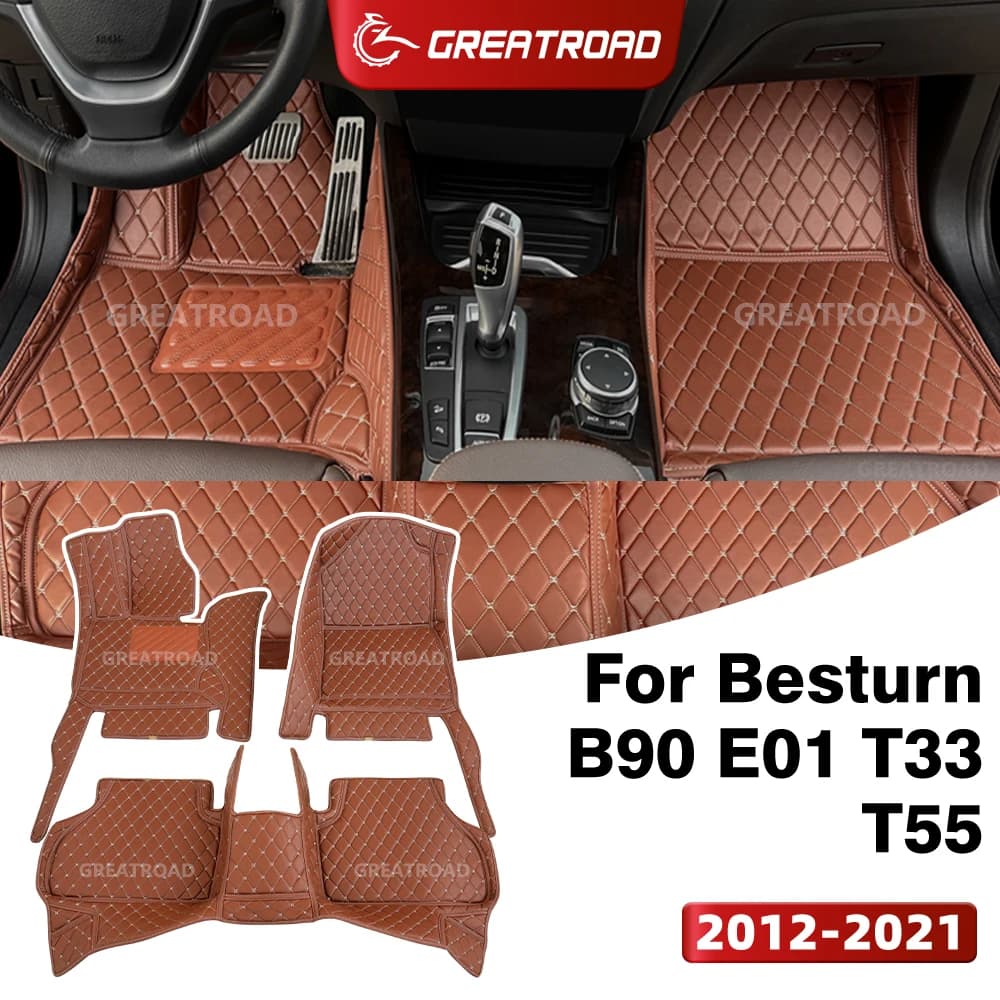GREATROAD Tappetini Auto Personalizzati per Besturne B90 E01 T33 T55 (5 Posti) 2012-2021, Copertura Tappeto Auto, Accessori Interni