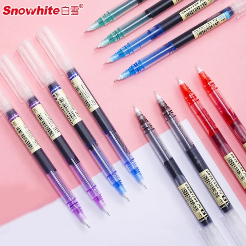 12 pezzi penna gel multicolore liscia penna per scrittura liquida diritta penna a asciugatura rapida pennarello forniture per ufficio scolastico