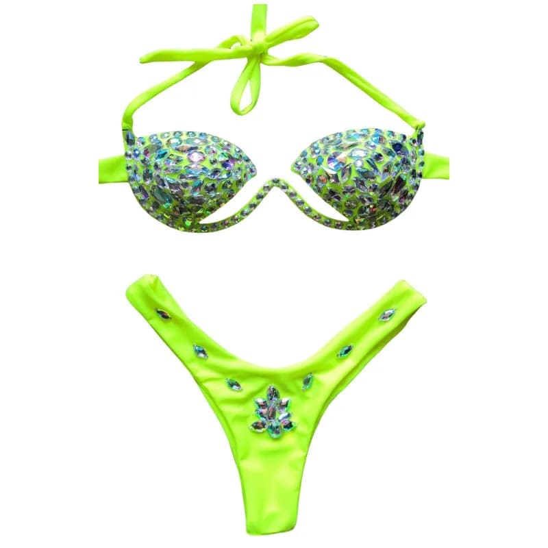 Black swimsuit with American wrapping and rhinestones, bikini, pole dance, DJ, dancer, woman, disco, bar, sexy catwalk costume