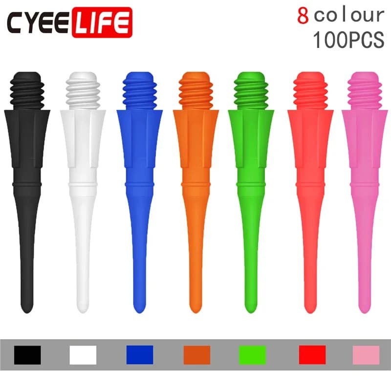 CyeeLife 100 punte professionali per freccette in plastica, punti per freccette di ricambio, 8 colori, stile CL04