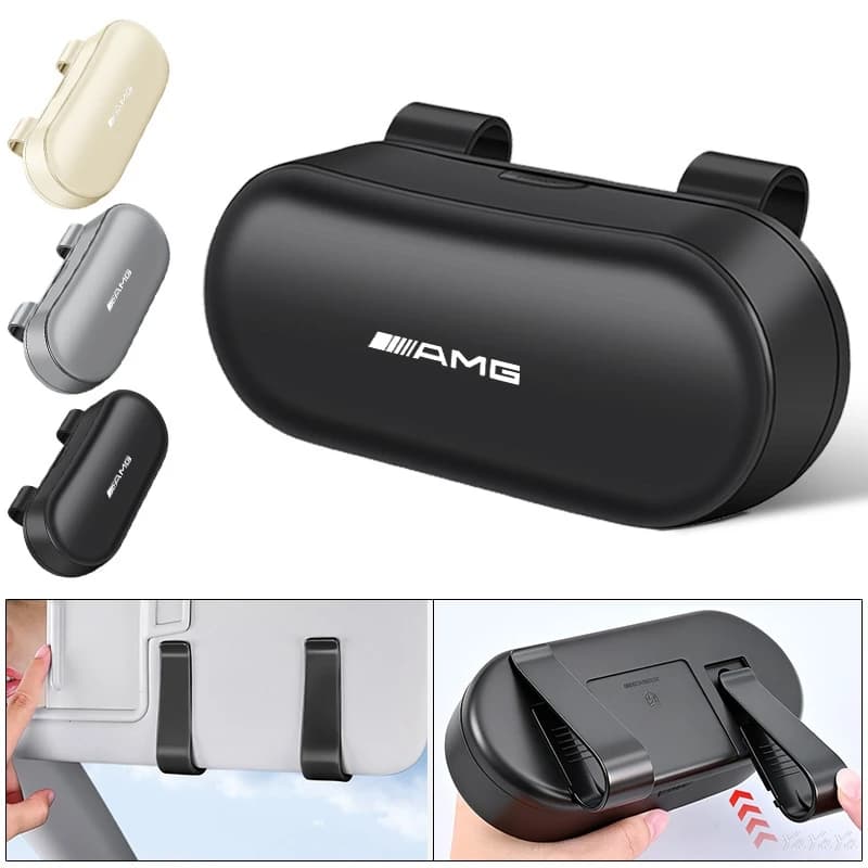 Car Glasses Case Sun Visor Convenient Storage Glasses Box For Benz AMG W204 W205 W203 W211 W212 W213 W201 Accessories Stickers