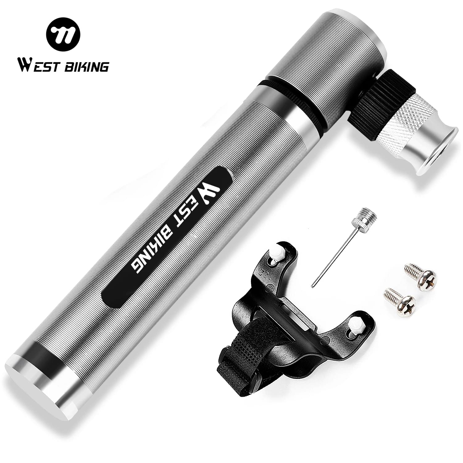 WEST BIKING Mini Bike Pump Aluminum Alloy Hand Pump 160PSI For Schrader&Presta Valve With Free Needle MTB Road Bike Accessories