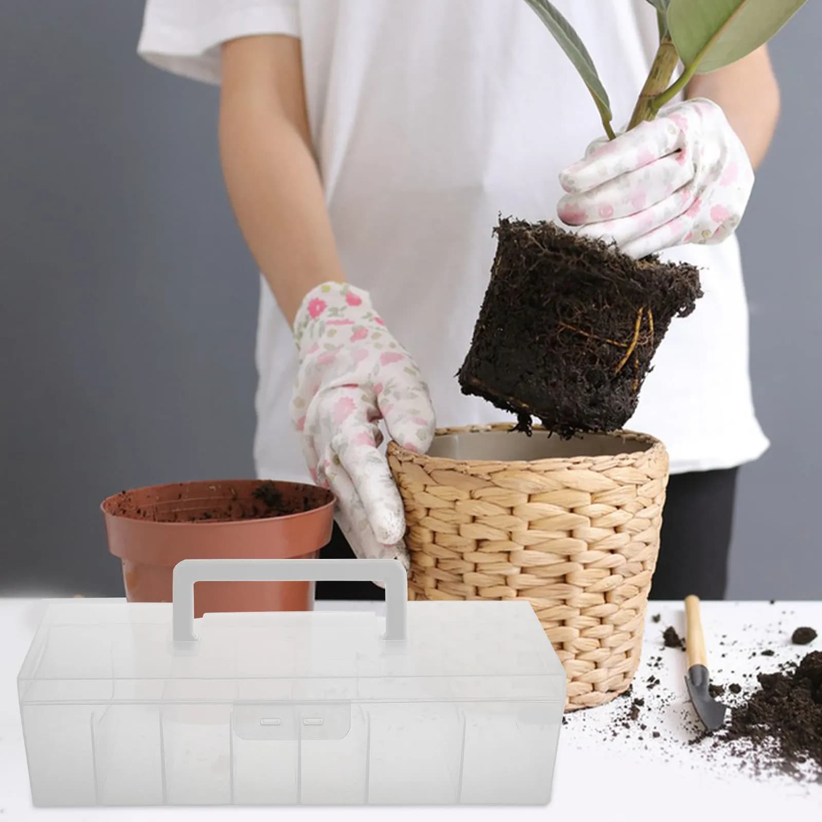 2Pcs Seed Storage Organizer Box Transparent Plastic Divided Portable Garden Seed Packet Keeper Flower Vegetable Box