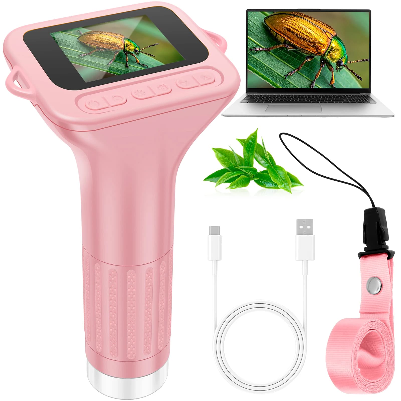 Microscopio Digitale Portatile 1000X con Schermo IPS 1080P, Giocattolo Scientifico Tascabile per Bambini e Ragazzi
