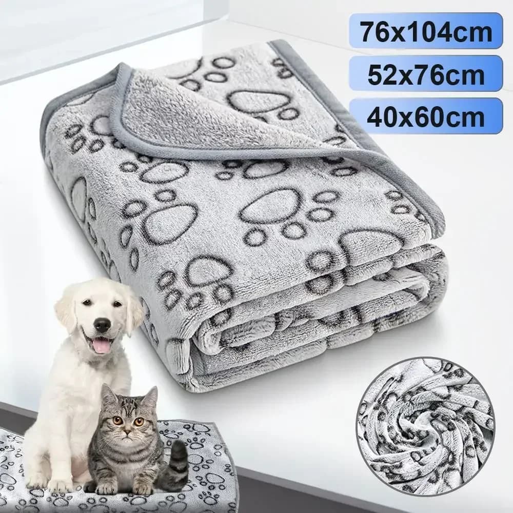 Coperta per animali domestici 40x60 cm 52x76 cm 76x104 cm Coperta per cani in morbida flanella soffice Coperta per tappetino per animali domestici con motivo impronta grigia per cani gatto