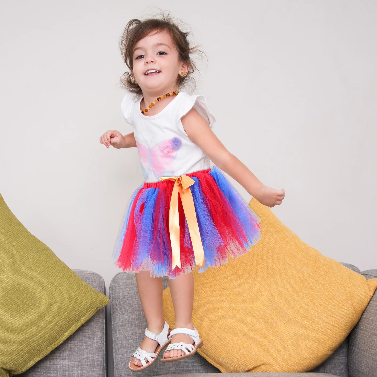 Gonna in Tulle Colorata per Bambine, Ideale per Feste di Compleanno, Fotografia, Danza, Festival e Spettacoli