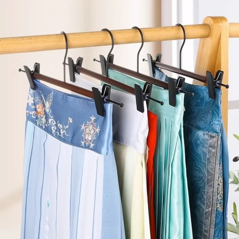 6 pieces durable hooks for wooden pants adjustable clip for anti-slip wind trousers with clip coat hangers space underwear
