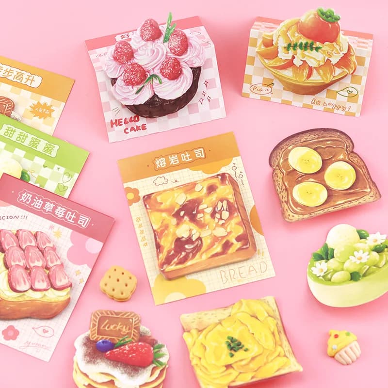 40 pezzi di pane, torta, dessert carta adesiva fai da te messaggio antigraffio / blocco note / blocco note / regalo premio studente per bambini / 20 pagine