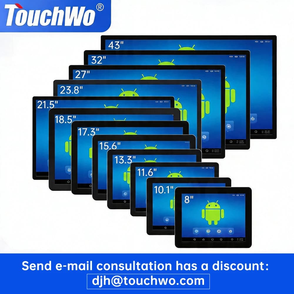 Monitor touchscreen PCAP multi-touch da 8 a 43 pollici montato a parete, tablet industriale Android 11/12/14, PC all-in-one.