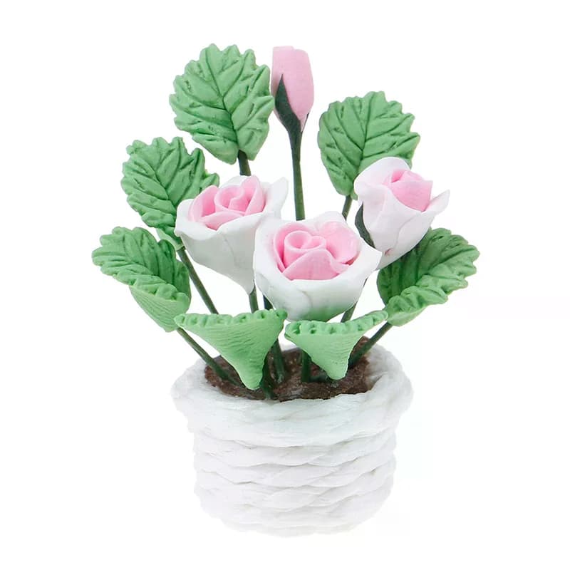 1 Pezzo Fiore in Miniatura 1:12 per Casa delle Bambole, Ornamento per Giardino Fatato, Mini Pianta in Vaso, Decorazione per Casa delle Bambole