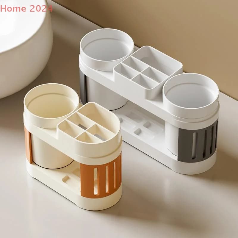 Portabicchieri per collutorio singolo/doppio, portaspazzolino, dentifricio, set da bagno all-in-one avanzato
