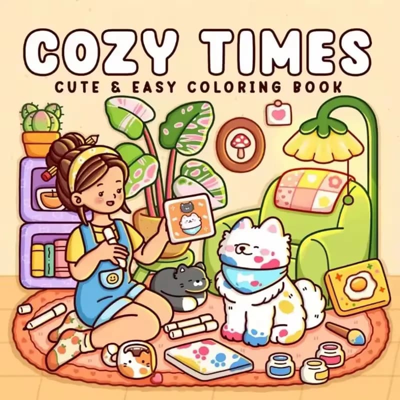 Cozy Time Cute & Easy Coloring Book for Adults Cute Drawing Book Perfect Gift for Party and Birthday