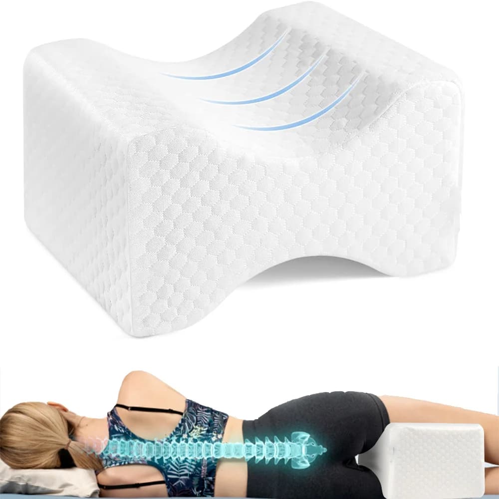 Cuscino per le gambe, cuscino laterale, cuscino per ginocchia in memory foam con cintura laterale per dormire, cuscino per ginocchia per gambe con fodera sfoderabile e lavabile