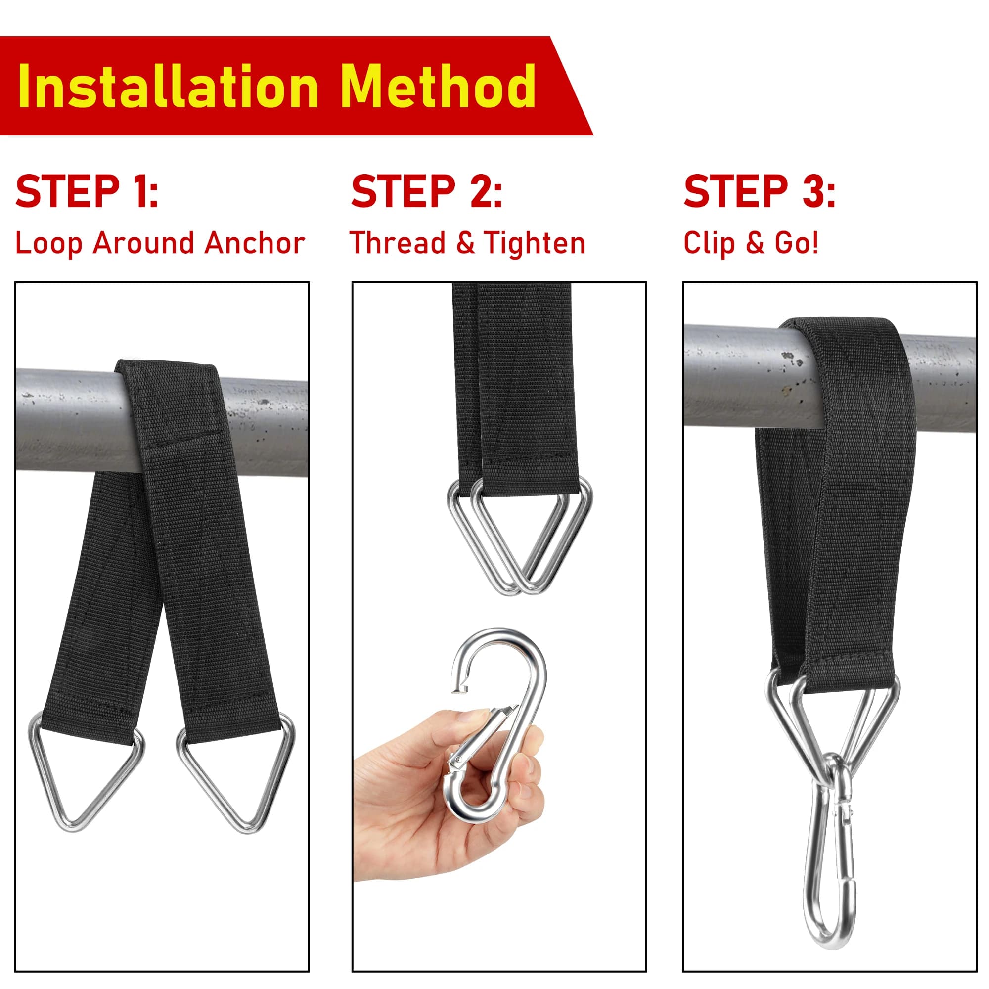 50 cm swing hook Hanging straps with locking tape 880 pounds No drill required for boxing bag Outdoor gymnastics