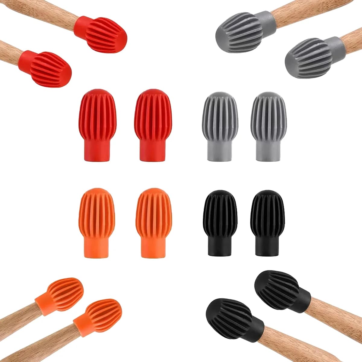 Miwayer 2/4/8 Pezzi Silenziatori in Silicone per Batteria - Protezioni Silenziose per Pratica, Riduzione del Suono della Testa della Bacchetta, Essenziali