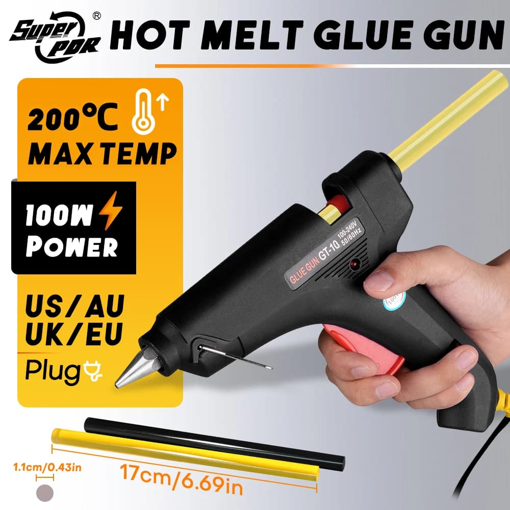 Pistola per colla a caldo Super PDR 100W per stick di colla da 11 mm Temperatura di calore Thermo Set di pistole industriali per uso domestico Strumento di riparazione elettrica
