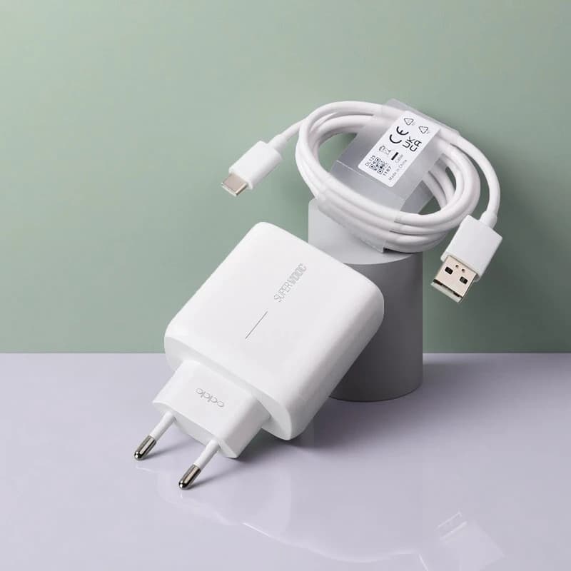 OPPO 65W EU SuperVooc Charger with 1/1.5/2M USB Cable for Quick Charging, Compatible with Reno 13 12 11 10 8 7 6 Se 4 Find N3 X6 X5 Pro A78