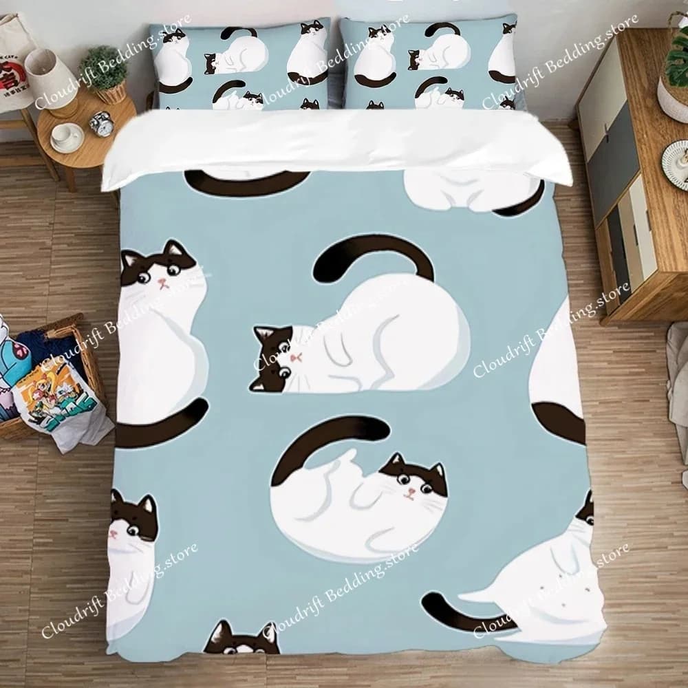 Quilt Cover Bedding Set Double Size Art Bed Linen Sets Pillowcase Duvet Covers FUN Many Kitty Cute Fashion Comforter Queen Home0