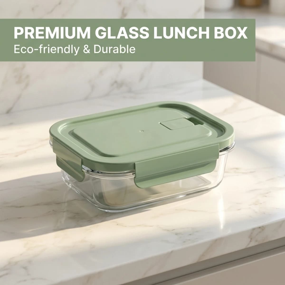 Contenitore per Alimenti in Vetro Verde – Vetro Borosilicato Premium, Sigillo in Silicone Anti-Perdita, Impilabile per Preparazione Pasti a Casa e in Ufficio