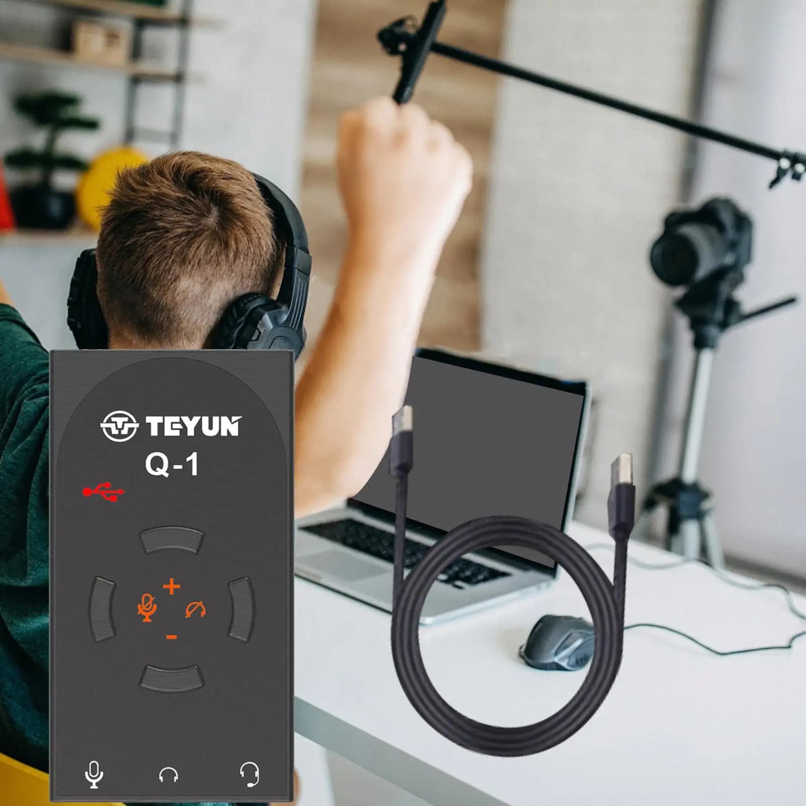 Scheda audio esterna USB 7.1 campionamento 48KHz per uso quotidiano, feste natalizie con 2 cuffie e 1 microfono Jack Plug and Play