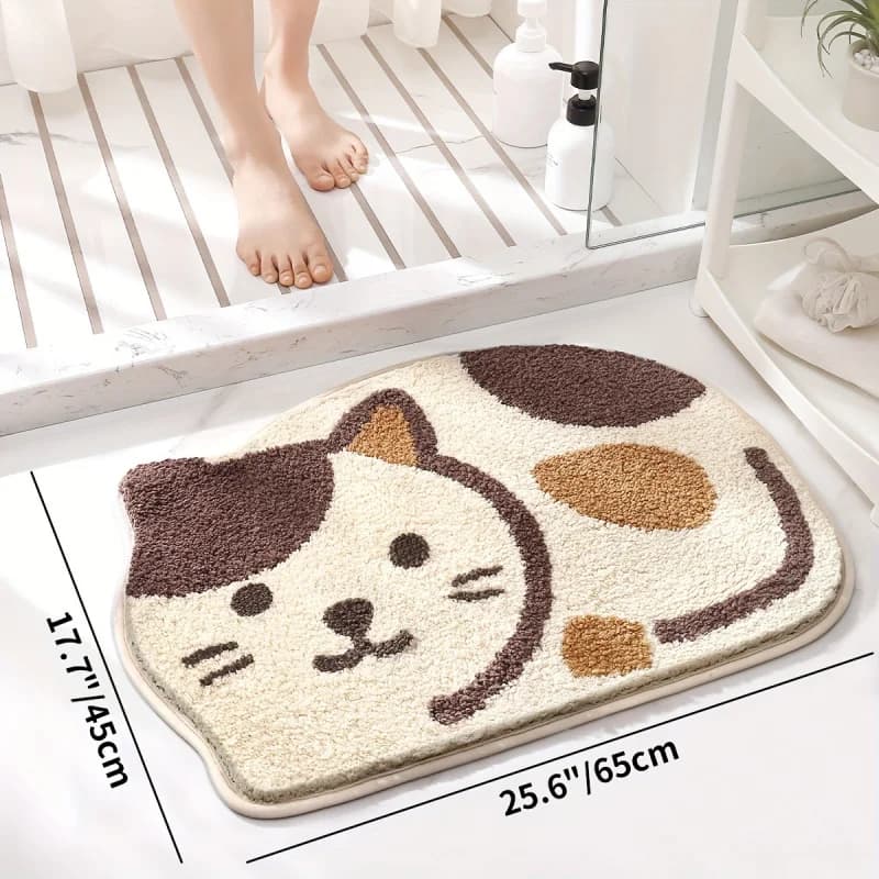 VIKAMA Tappetino da bagno a forma di gatto, assorbente, antiscivolo, resistente, morbido e soffice, per bagno domestico, decorazione per la casa