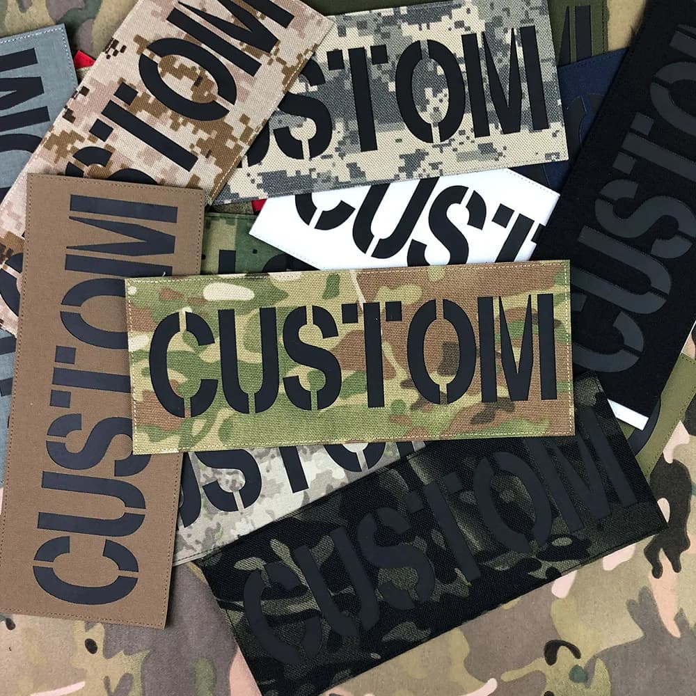 25 cm taglio laser personalizzato IR IFF riflessione a infrarossi patch posteriore nome nastri lettere nere