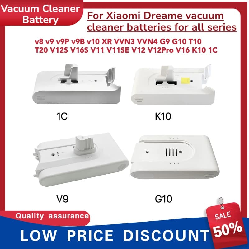 Replacement Battery Compatible with Xiaomi K10 1C G9 G10 Dreame V8 V9 V10 V11 V12 Wireless Vacuum Cleaner Accessories