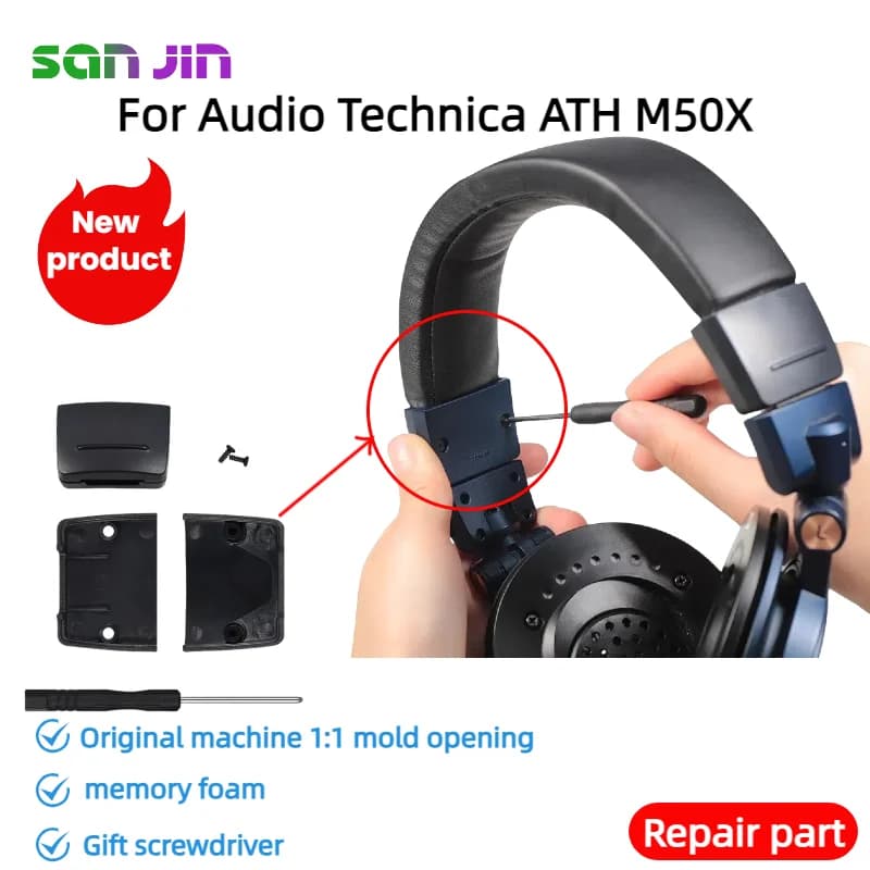SANJIN Pezzi di ricambio di ricambio per cuffie Audio Technica ATH M50X Parte della staffa con fibbia per cerniera di ricambio per fascia