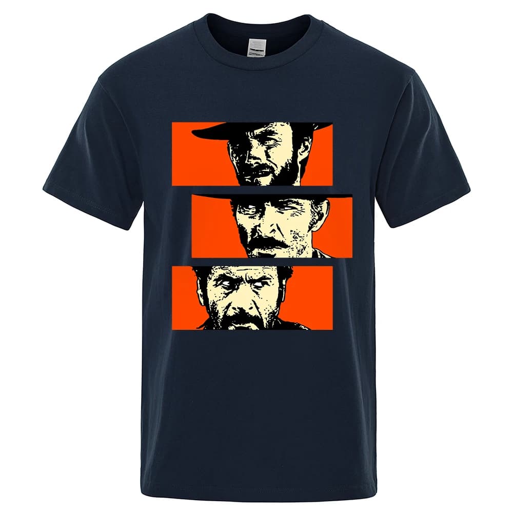 Il buono brutto cattivo e brutto Blondie Angel Eyes Tuco Cowboy T Shirt Uomo Donna Il buono brutto cattivo T-shirt unisex in cotone sciolto