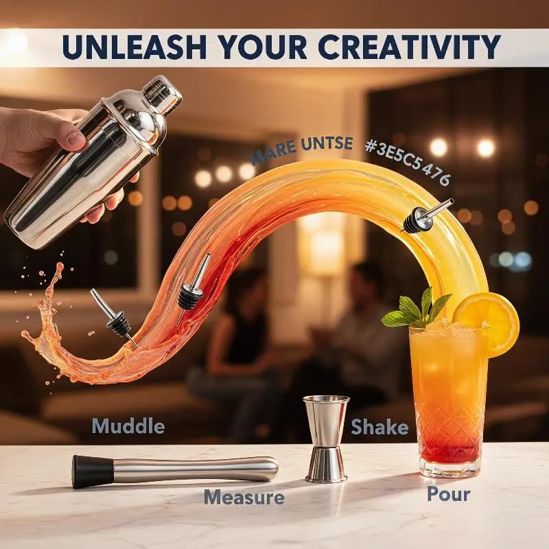 1/6Pcs Stainless Steel Cocktail Shaker Set Compact Bartender Tools for Small Home Bar Travel Party Use