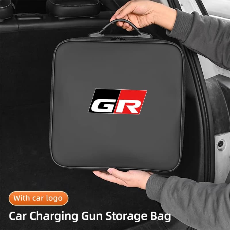 EV Car Charging Cable Storage Box Electric Vehicle Charger Cables Carry Bag For Toyota GR Gazoo Racing Sport C-HR RAV4 Avensis