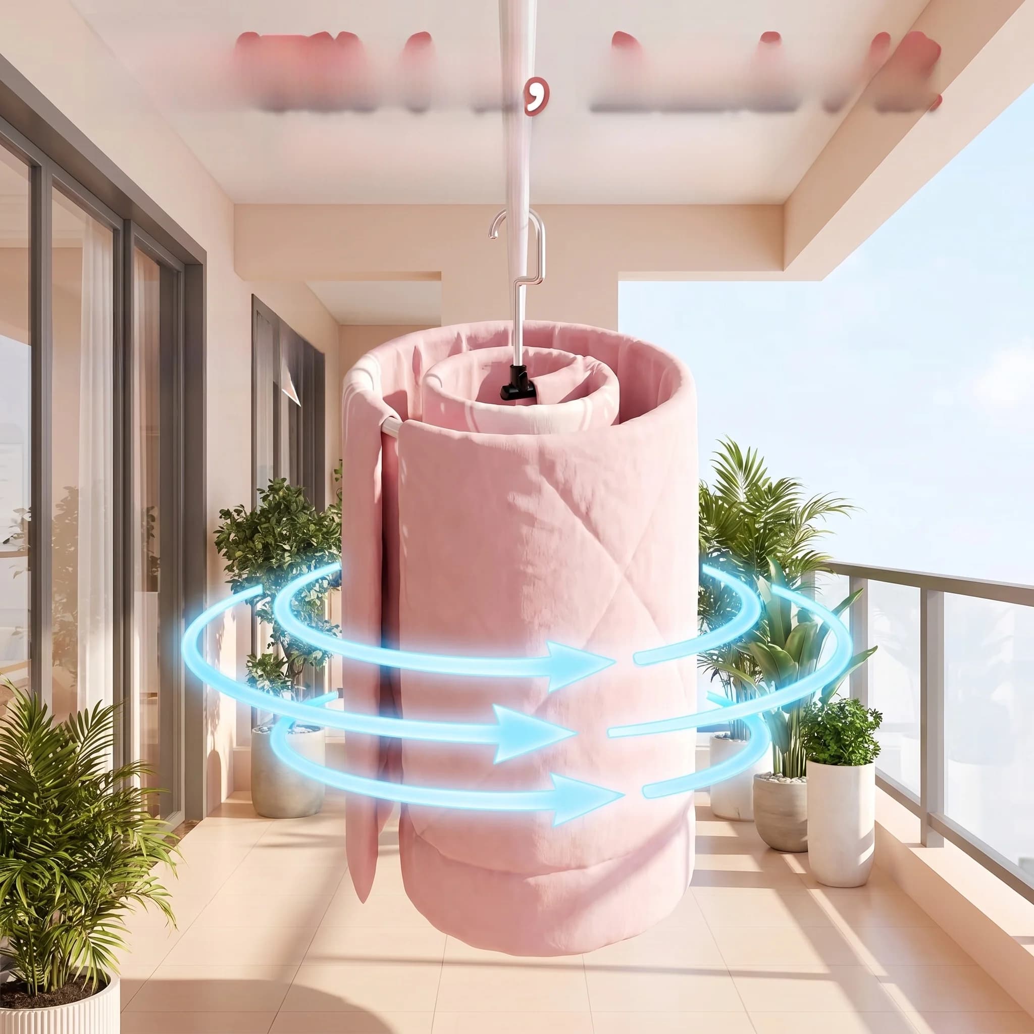 Appendiabiti Girevole Antivento per Asciugatura Trapunte, Uso Domestico, Grande Appendiabiti per Cappotti, Stendibiancheria da Balcone Multifunzionale