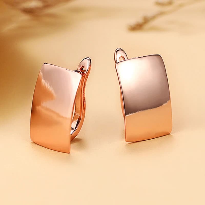 Huitan Square Earrings for Women Rose Gold Color Metallic Style OL Earrings Fashion Contracted Female Jewelry 2022 Drop Shipping